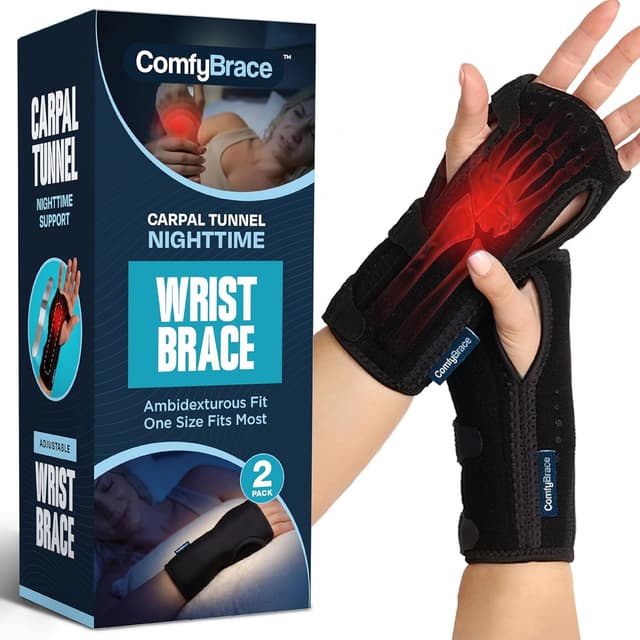 Detalle de ComfyBrace Carpal Tunnel Wrist Brace, Pack of 2 🩹