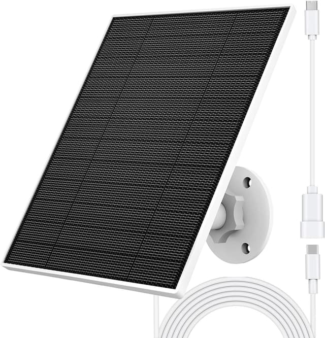 Detalle de Solarpanel für Eufy Kamera (5W) mit USB-C Anschluss, IP65 wetterfest – passend für EufyCam Modelle wie 3/3C/2/2 Pro/2C