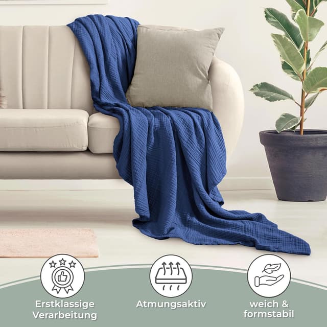 Thumbnail 4 de LAYNENBURG Premium Musselin Tagesdecke 150x200 cm