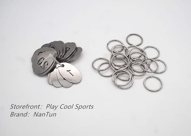 Detalle de NanTun 304 Stainless Steel Oval Key Tags with Ring (1 to 10) – 10 pcs numbered key rings