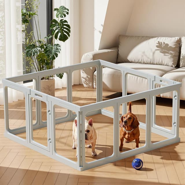 Detalle de Gardner Pet Acrylic Pet Playpen (Transparent) with Door, 12 Panels, 61 cm H