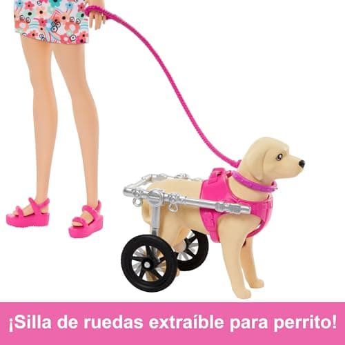 Detalle 2 de Barbie HTK37: Muñeca paseadora de perro con mascotas