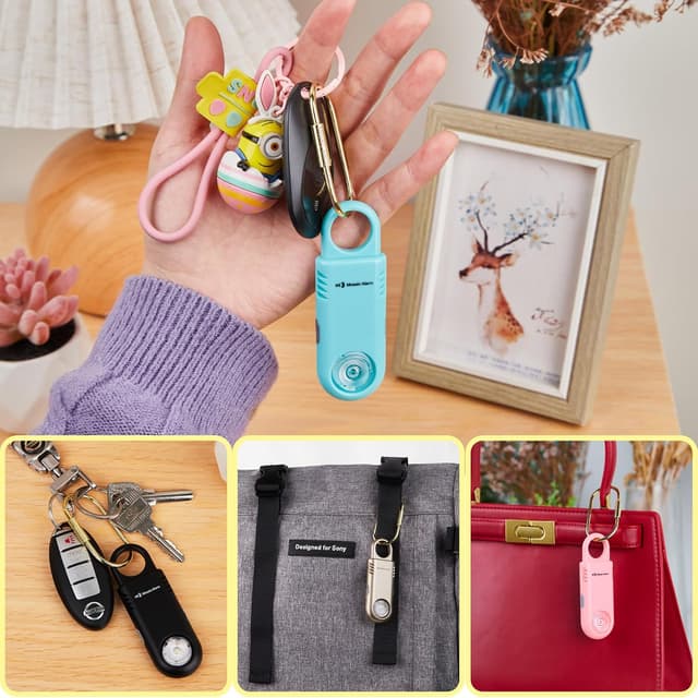 Detalle de 135dB Rechargeable Personal Safety Alarm Torchlight Keychain Siren (Aqua) – USB Rechargeable SOS Strobe & Torch