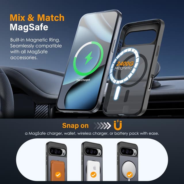 Detalle de Filoto Magnetic Case for Google Pixel 10/10 Pro (MagSafe compatible) — translucent matte shockproof cover