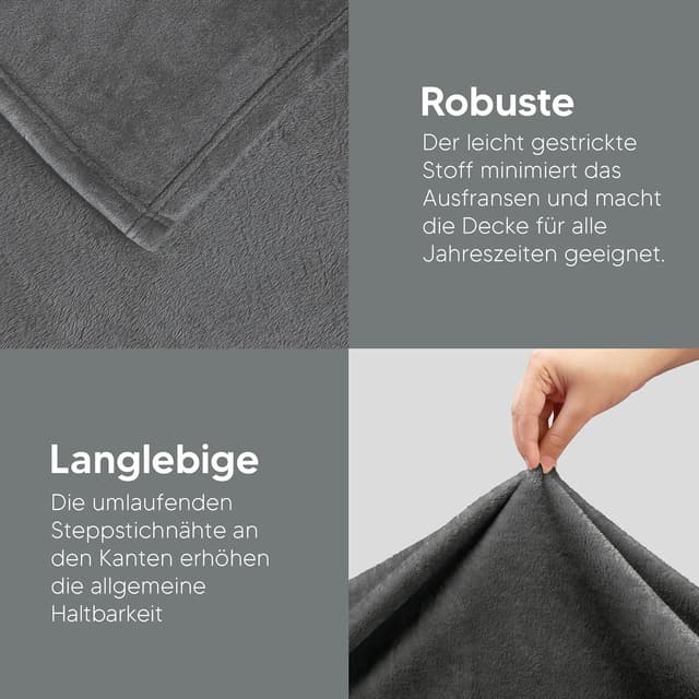 Thumbnail 4 de Utopia Bedding Kuscheldecke 200x150 Grau Flausch Fleecedecke