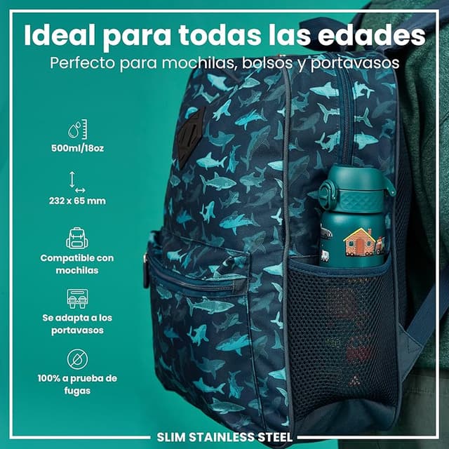 Detalle 2 de ion8 Botella Agua Inox 600 ml, ligera y a prueba de fugas 🚰