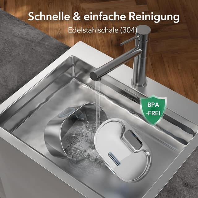 Thumbnail 6 de PEKTACO kabelloser Katzenbrunnen aus Edelstahl (3,2 L) mit Bewegungssensor, 24/7 & Mehrfachfilterung