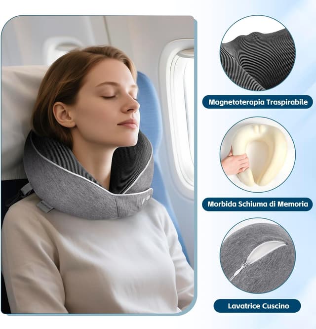 Detalle 2 de Nourideaux Nackenkissen Dunkelgrau Flugzeug