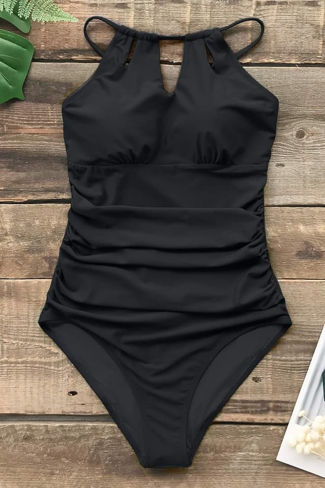 Detalle de Bauchweg High Neck Badeanzug Damen