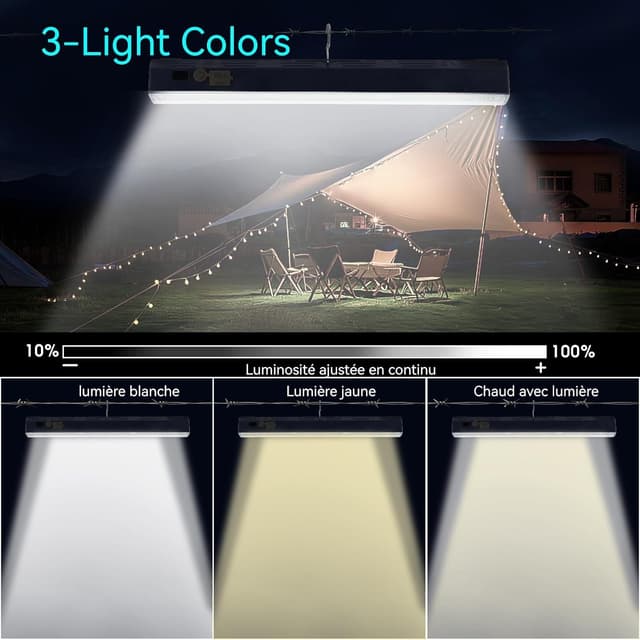 Detalle de LETOUR Baladeuse LED mécanicien rechargeable magnétique 5000 mAh, lampe de travail d’atelier