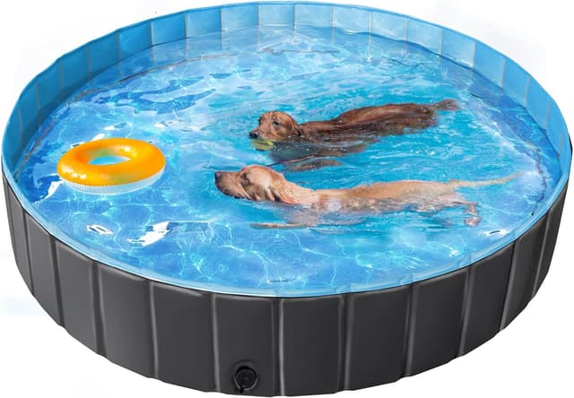 Detalle de Yaheetech faltbares Hundepool 180 x 30 cm mit Anti-Rutsch, Ablass & Reparaturset