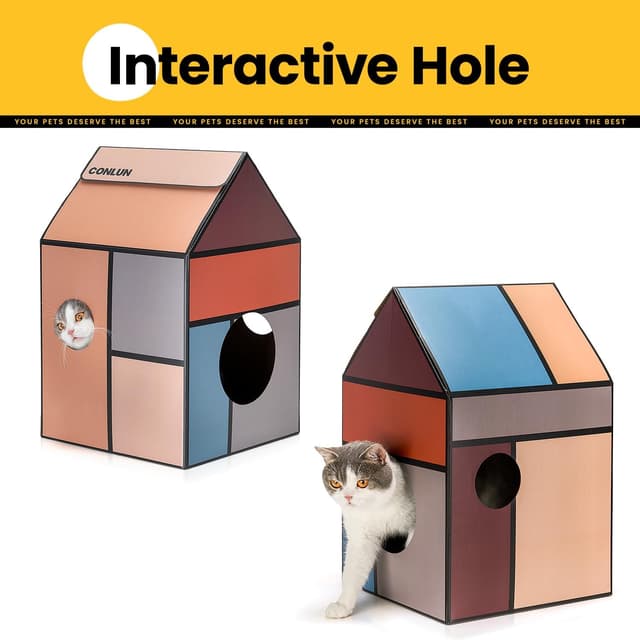 Thumbnail 2 de Conlun Cardboard Cat House with Scratcher and Catnip 🐱