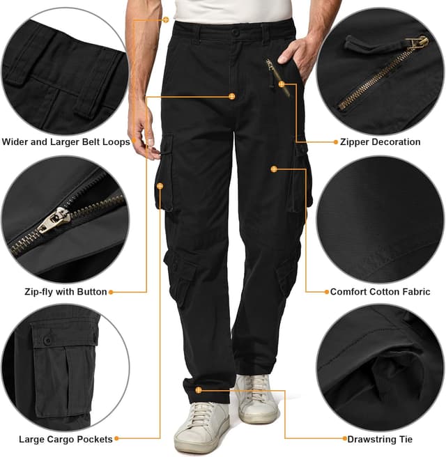 Thumbnail 6 de Jessie Kidden Men’s BDU Casual Military Pants (Rip Stop Camo Cargo) with 8 Pockets