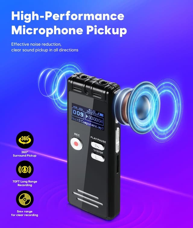 Detalle de NekSide registratore vocale 128 GB 1536 kbps