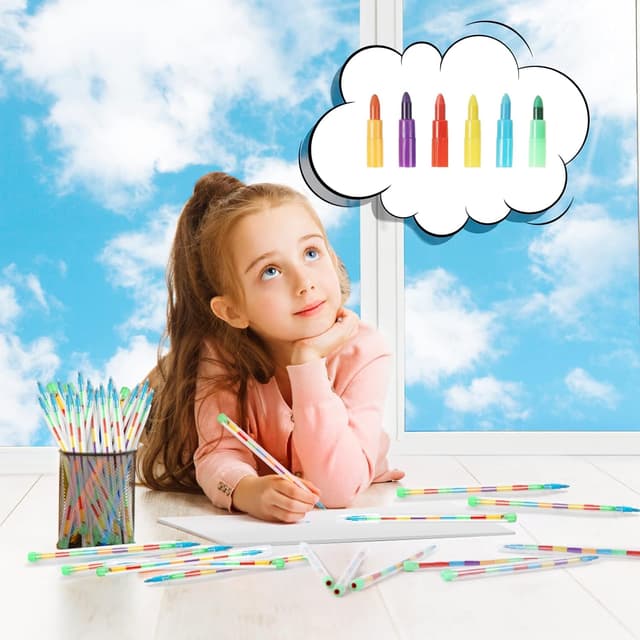 Thumbnail 6 de Vicloon 20 pastelli a cera impilabili, colorati (11 colori) per scuola creativa e regali