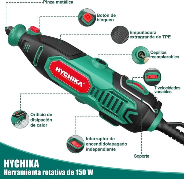 Detalle 2 de HYCHIKA Herramienta Rotativa 150W 7 velocidades