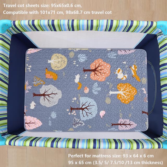 Thumbnail 2 de Padded Travel Cot Sheet Fitted 95x65 cm