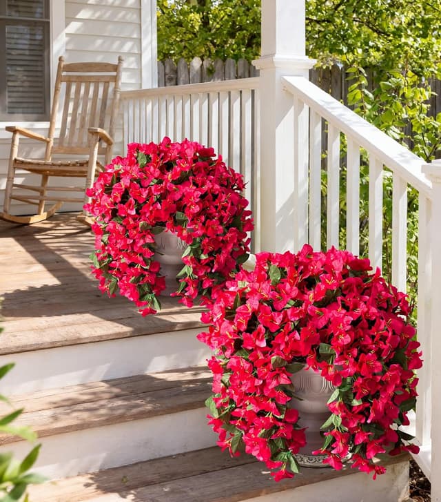 Detalle de Faux Bougainvillea Artificial Flowers (2 Bundles) UV-Resistant Long Trailing Vines for Outdoor Planters