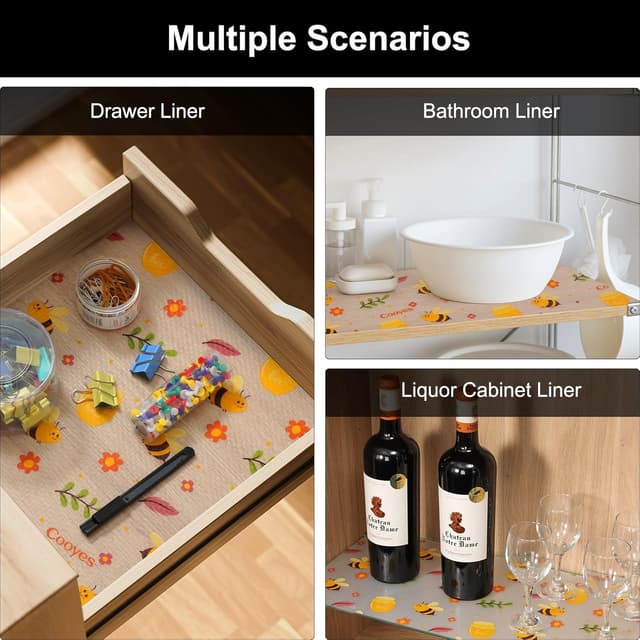 Thumbnail 6 de Cooyes Shelf Liner Non-Slip EVA Cabinet & Drawer Liner (Amber, 11.8" W x 118" L) – Waterproof, Non-Adhesive