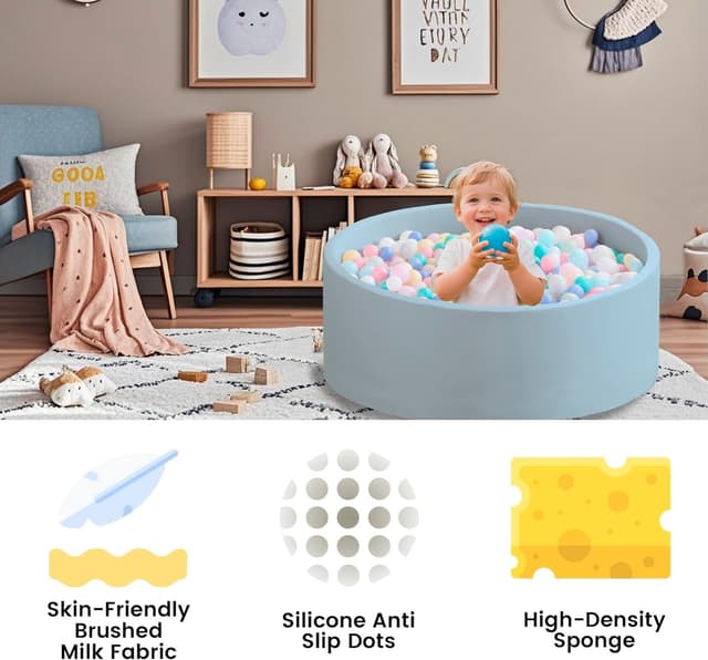 Detalle de Zedachica Memory Foam Ball Pit for Toddlers (1–3 years), Round Play Ball Pool, Baby Blue (NO Balls)