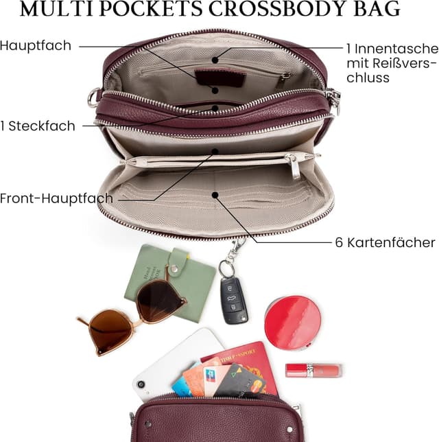 Detalle 2 de Befen Echtleder Crossbody Bag Damen klein