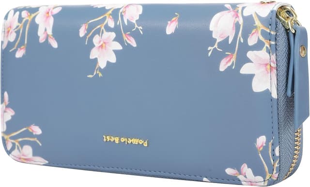 Detalle de Pomelo Best portafogli in pelle da donna con blocco RFID, zip e cinturino da polso