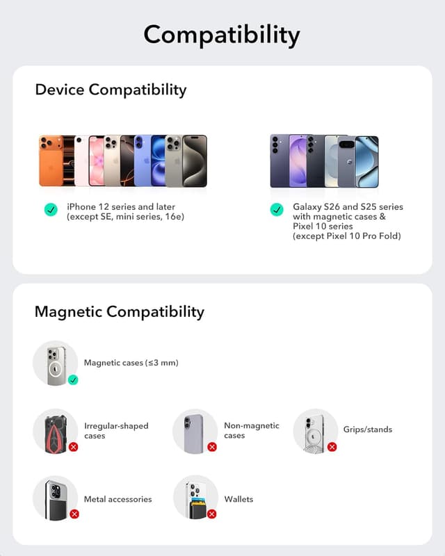 Detalle de ESR 15W MagSafe Auto-Halterung mit Ladefunktion – Magnet Handyhalterung für iPhone & Pixel & Galaxy