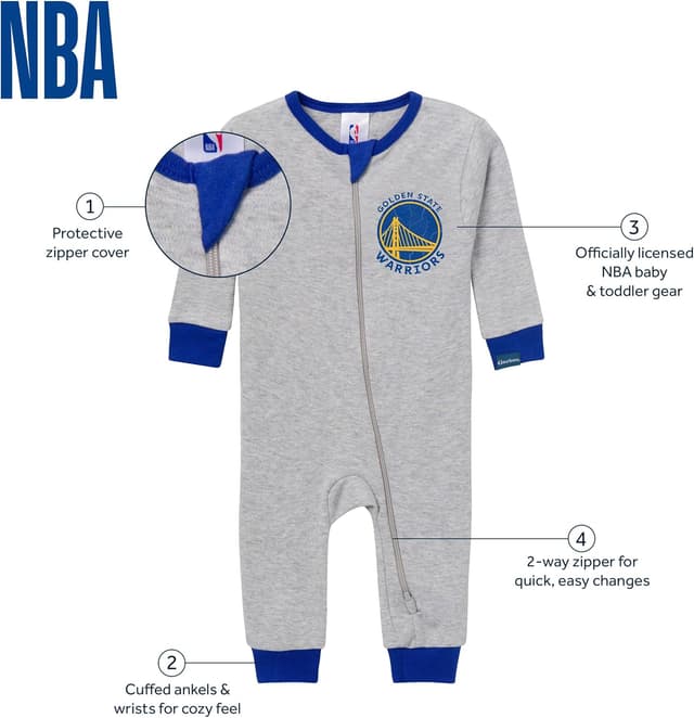 Detalle 2 de Gerber Baby NBA Team Footless Pajamas — Golden State Warriors
