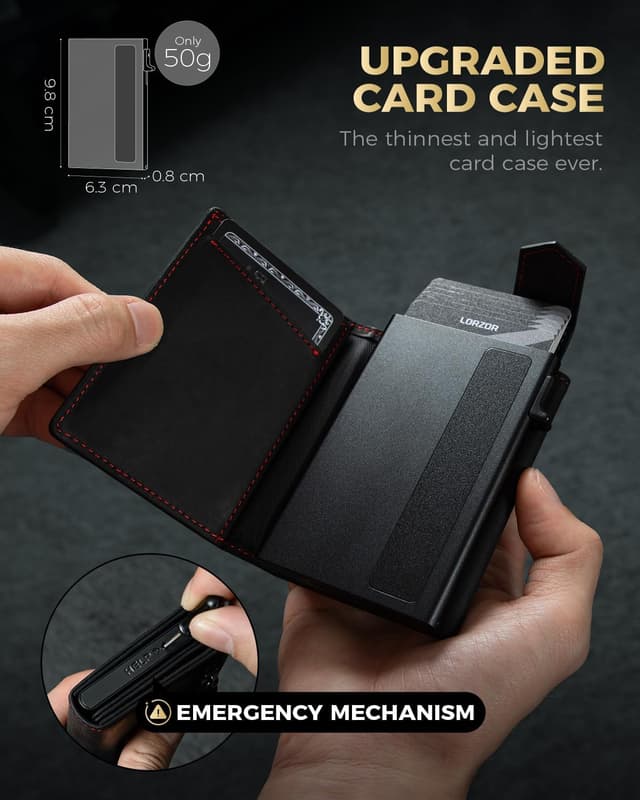 Detalle de LORZOR Men Wallet Slim RFID, 0.3 inch