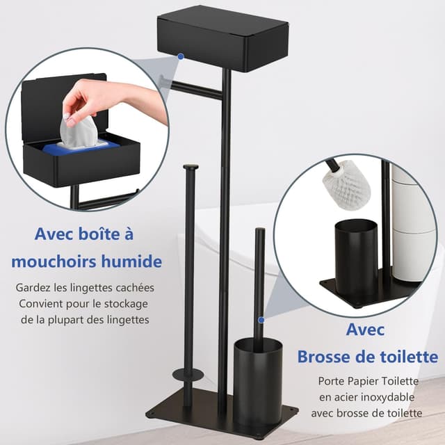 Detalle 2 de GUIGUZI Porte Papier Toilette avec Brosse WC