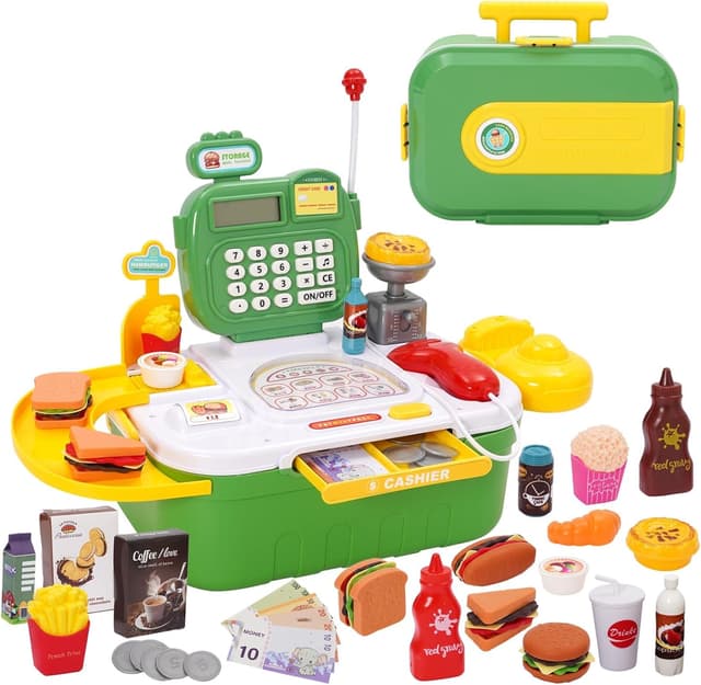 Imagen de Caja registradora educativa Verde con escáner en OfertitasTOP