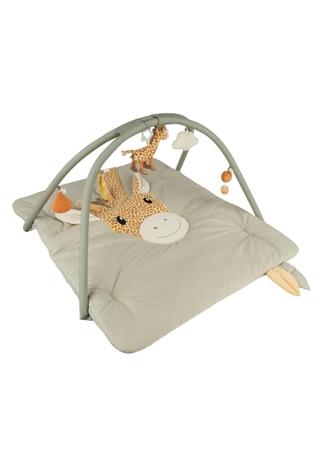 Detalle de Sterntaler Spielbogen Giraffe Kaya – Spieldecke mit weicher Liegefläche, Spiegel, Rassel, Knisterpapier & Quietsche, steingrau