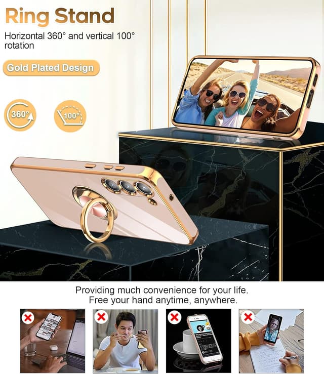 Detalle 2 de LeYi for Samsung Galaxy S23 5G case with ring holder and 2-pack screen protectors (pink)