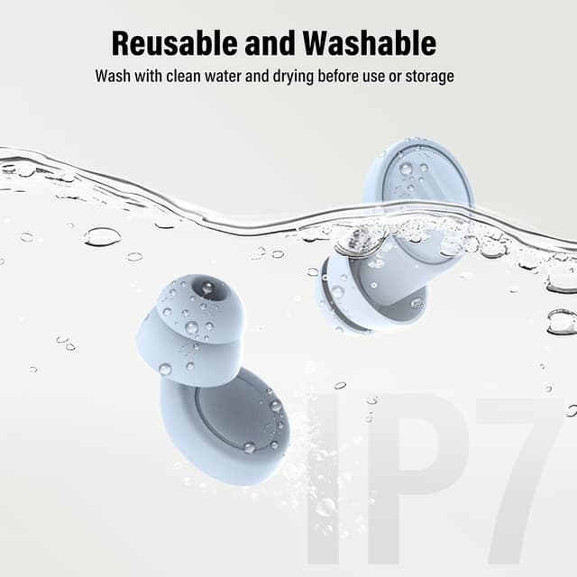 Detalle de IDE11 Bouchons d’oreille anti-bruit en silicone souple 35 dB (7 paires XS/S/M/L) pour dormir, travailler et voyager
