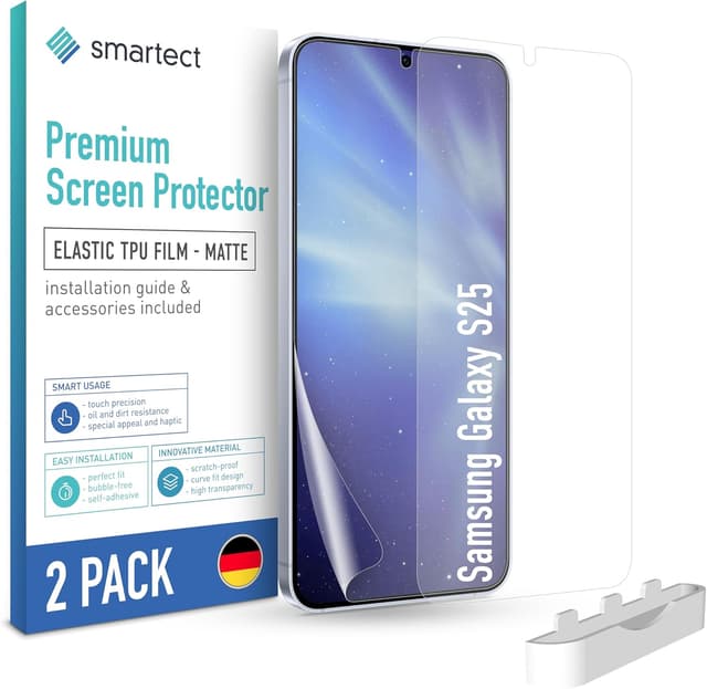 Detalle de smartect Pellicola protettiva TPU opaca (2 pezzi) per Samsung Galaxy S25: anti-impronte e anti-bolle