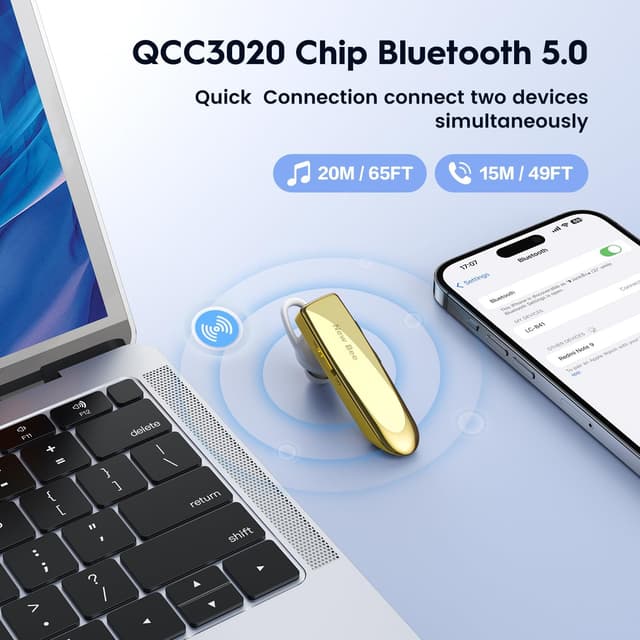 Thumbnail 5 de New Bee Auricolare Bluetooth wireless in-ear per smartphone