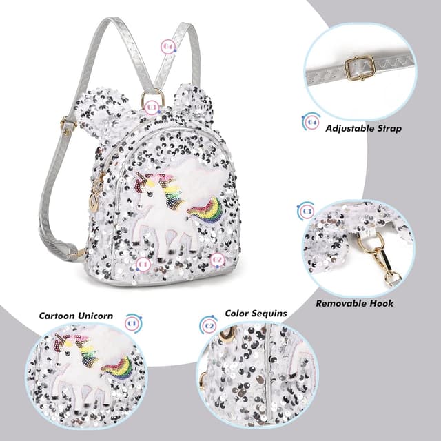 Detalle 2 de Gladdon Mini Backpack Purse for Teen Girls – Kawaii Glitter Unicorn Crossbody Bag