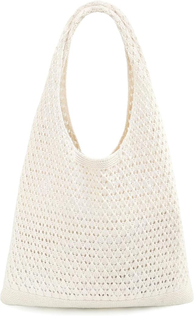 Detalle de beifon Strandtasche Damen Boho – gehäkelte Mesh-Beach Bag als Strandbeutel, Tote & Umhängetasche