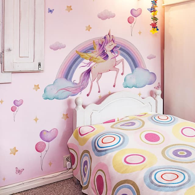 Imagen de Wandtattoo Regenbogen Einhorn Groß 2x 30x90 cm en OfertitasTOP