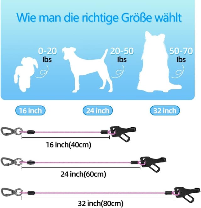 Detalle 2 de Mi Metty Hunde-Sicherheitsgurt fürs Auto 3-in-1 mit Universalstecker (Lila, 40 cm)