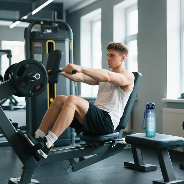 Detalle de Motswedi gourde de sport 1 l anti-fuite avec repères de temps et motivation (bleu & vert)