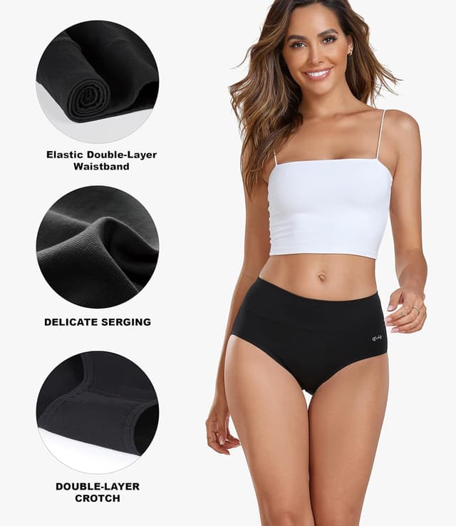 Detalle de coskefy High Waisted Cotton Panties 5 Pack