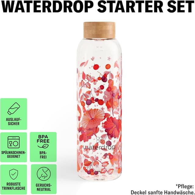 Thumbnail 3 de waterdrop Glasflasche 600ml mit 18 Zuckerfreien Drops