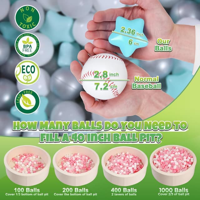 Detalle 2 de GOGOSO Ball Pit Balls for Toddlers Kids – BPA-Free Plastic Play Balls (Pastel, Crush Proof) – 100 Count