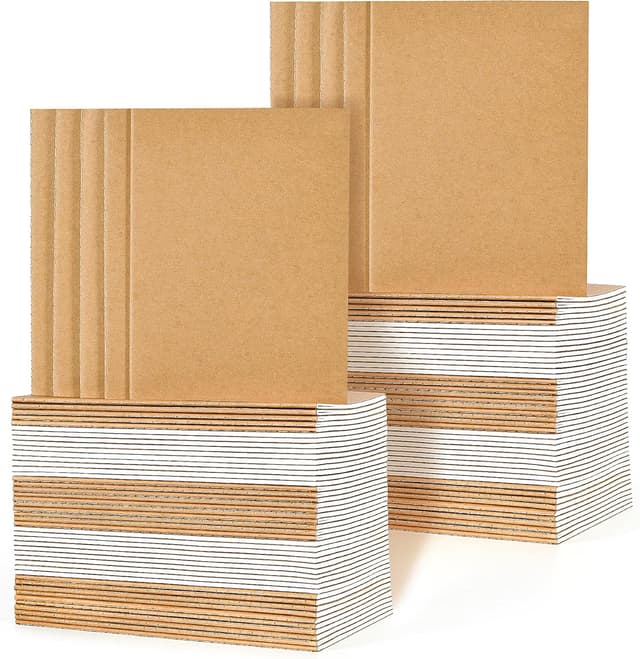 Detalle de VEESUN Notizbuch A5 mit Blanko-Seiten (100er Pack) – Kraftpapier-Cover, für Schule, Büro & Reisen