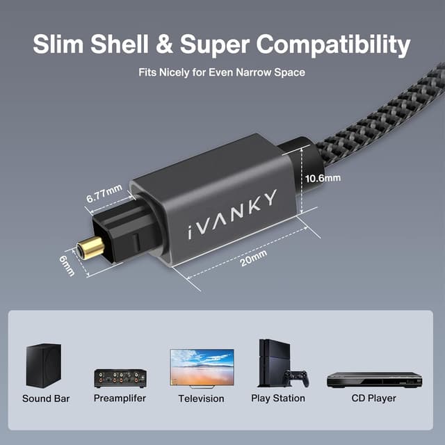 Thumbnail 6 de IVANKY Optical Audio Cable 10ft Toslink