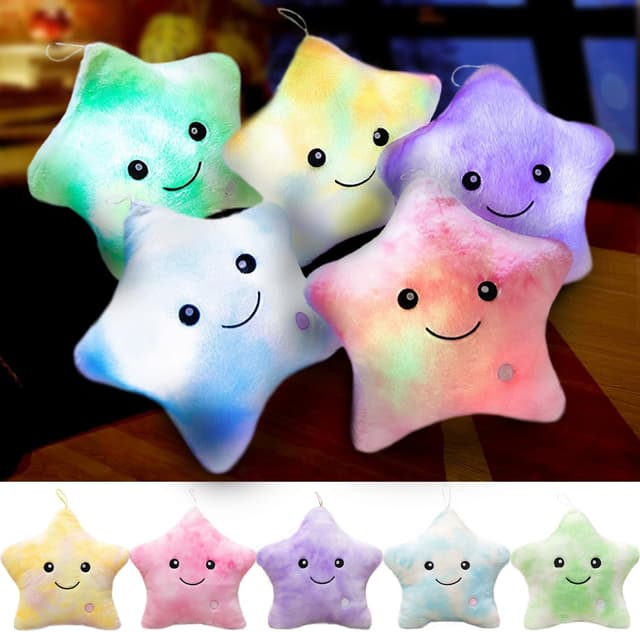 Detalle de Kyduu Leuchtkissen – leuchtender Stern für Kinderzimmer & Deko, bunt-blau