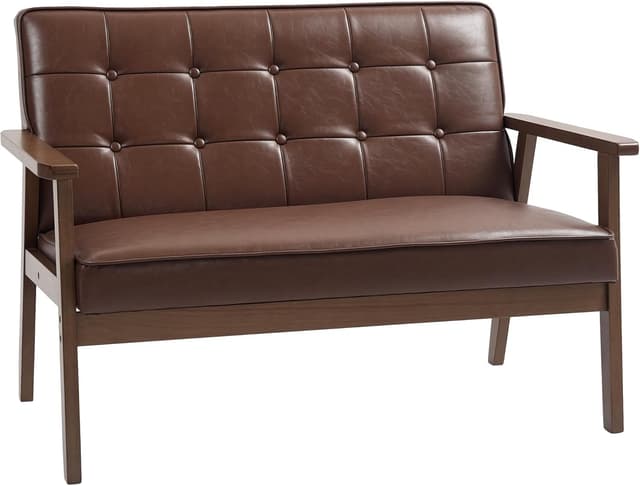 Detalle de HOMCOM Sillón de 2 Plazas con PU y madera