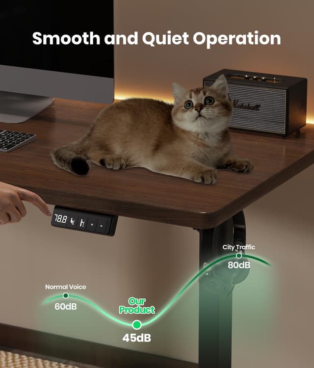 Detalle de VOSATRON elektrisch höhenverstellbares Tischgestell mit Memory-Steuerung, Antikollision und starken Motoren (schwarz)