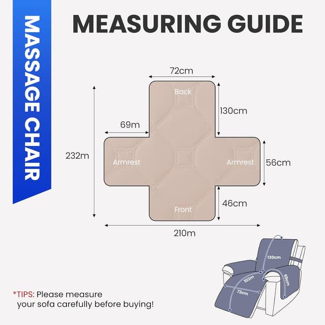 Detalle de Ystyle Copripoltrona Relax Reclinabile Grande 1 posto impermeabile con braccioli, beige